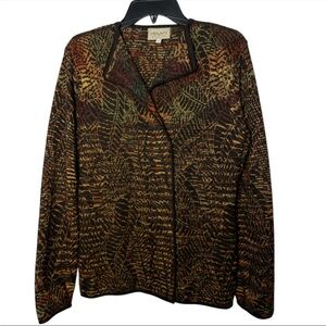 Intiwara hand made 100% Alpaca cardigan brown geometric Pattern women’s large